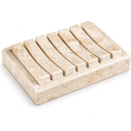 Creative Home Champagne Marble 2 pc Soap Dish-SPA Collection, Beige