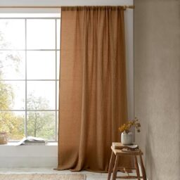 Pineapple Elephant Muscat Waffle 140x183cm Slot Top Voile Curtain Panel Caramel