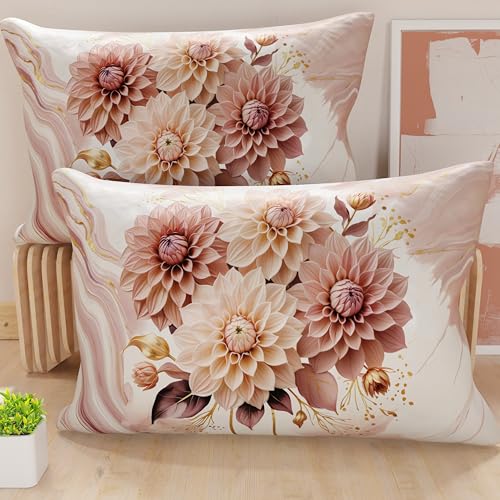 PETTI Italian Artisans - Pair of 80x40 cm Microfiber Cushion Covers, Decorative Pillows for Bedroom, Sofa, Living Room, Set of 2 Cushion Covers, Powder Floral Pillowcase, 100% Made in Italy