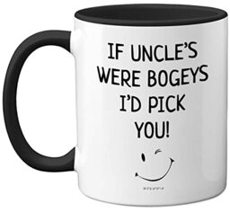 Stuff4 Uncle Mug, Gifts from Nephew Niece - Uncle Birthday, Fathers Day Mug Gifts, Christmas, Cute Funny 11oz Ceramic Dishwasher Safe Black Coffee Cup Made in UK