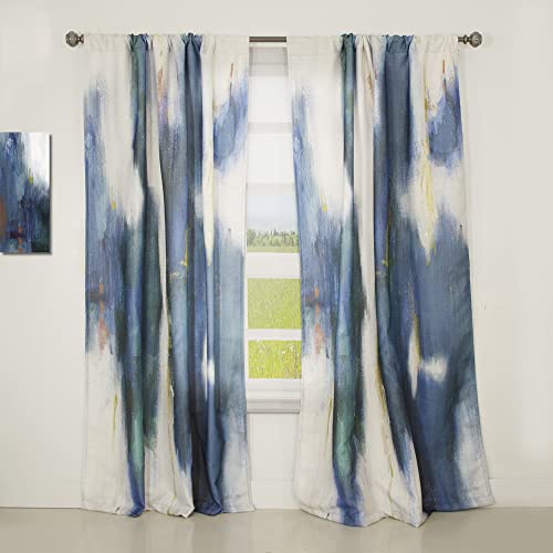 DesignQ Curtains 'Blue Glam Texture I' Curtains for Bedroom, Curtains for Living Room, Curtains & Drapes - Thermal Insulated - Single Panel-52x95