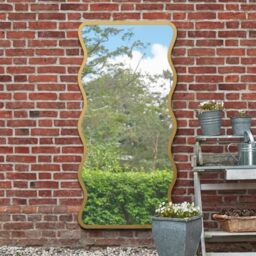 "MirrorOutlet The Fluctus - Gold Metal Wavy Framed Rectangular Garden Wall Mirror 67"" X 31"" (170CM X 80CM) Silvered Mirror Glass. Extra Large. Landscape or Portrait"