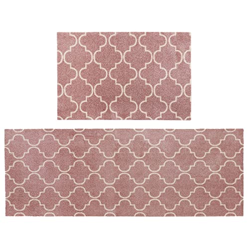 JVL 'Mega Machine Washable Doormat and Runner, Rose Lattice
