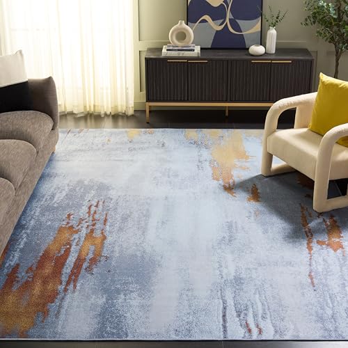 Safavieh Abstract Rug Ideal for High Traffic Areas - Machine Washable and Non Slip - Tacoma Collection, Short Pile, in Grey and Red, 244 X 305 cm