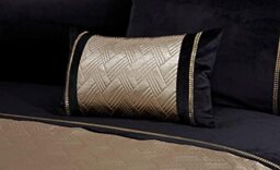 Rapport Capri Black & Gold Velvet Boudoir Cushion – Luxurious Filled Bed & Sofa Accessory – Elegant 30x50cm Decorative Pillow for Home Decor
