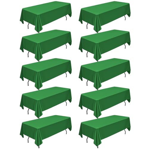 10 Packs Green Polyester Tablecloth 60 x 102 inch Rectangle Table Cloth for 6 Foot Tables Wrinkle Resistant Washable Fabric Table Cover Polyester Brown Table Cloth for Party,Wedding, Banquet