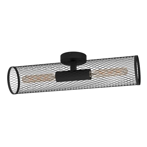 EGLO Indoor Wall Light Redcliffe, 2 Light Industrial Style Wall Lamp Made of Black Metal, Living Room and Hallway Lighting Fixture, E27 Socket