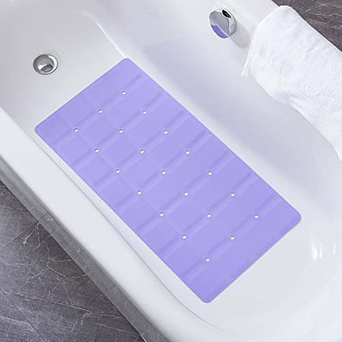 Webos Foldable Non Slip Silicon Bath Mat Bathtub mat Shower mats no Suction Cups for Textured Tub and Reglazed Tub(Foldable-Purple, 28-inch x 14-inch)