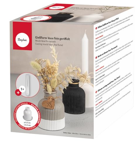 Rayher Silicone Mould for Bottle Shape Single Stem Vase, Mould for DIY Candlestick Holder, Base Mould for Small Glass Vase for Fresh and Dried Flowers, Diameter 8.3cm, 36153000