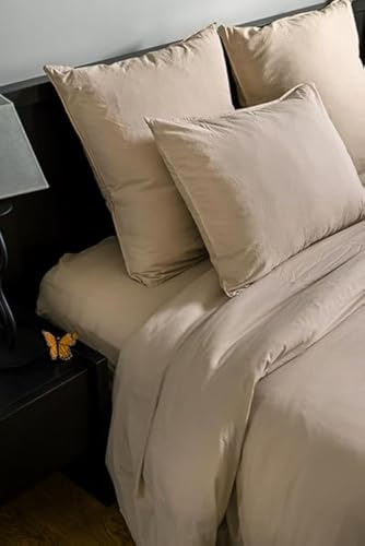 Cap Ferret Washed Cotton Duvet Cover, 220 cm x 240 cm, Pebble