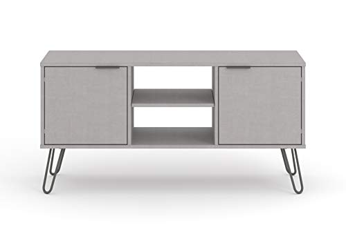 Home Source TV Cabinet Stand, Industrial Living Room Media Storage Unit, Grey, 2 Door