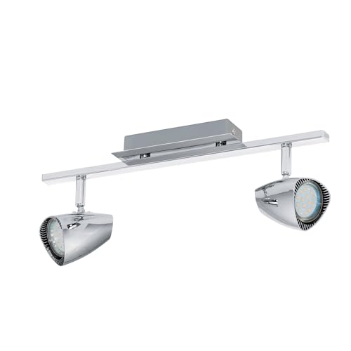 Eglo LED Ceiling lamp Corbera, 2-Light Ceiling Spotlight, Ceiling Fixture Made of Metal and Plastic, Living Room lamp in Chrome, spot Including GU10 Bulb, Warm White