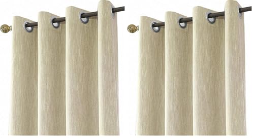 Melodieux 1 Panel Eyelet Grommet Curtains - Cotton Blend Room Darkening Curtain with Tiebacks, Blackout Thermal Insulated Window Drapes for Nursery, Bedroom, Living Room (Beige, 46 x 54 Inch Drop)