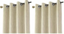 Melodieux 1 Panel Eyelet Grommet Curtains - Cotton Blend Room Darkening Curtain with Tiebacks, Blackout Thermal Insulated Window Drapes for Nursery, Bedroom, Living Room (Beige, 46 x 54 Inch Drop)
