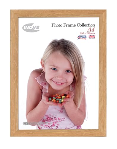 Inov8 Framing - Lime Oak A4 Inch (21x29.7cm) British Made Photo Frame - Wood Effect with Glass Picture Frame