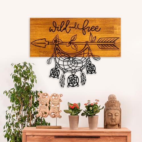 Elegant Decorative Wooden Wall Accessory, Walnut & Black, 58 x 45 x 3 cm, 100% Wood (3 cm) & Metal (1.5 mm), Unique Design for Stylish Home Decor