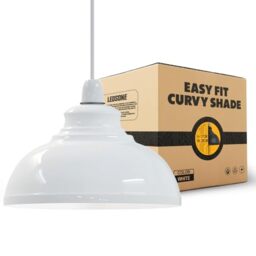 LEDSONE Retro White Metal Ceiling Lampshade 29cm Easy Fit Modern Hanging Pendant Lightshade for Bedroom Dining Room Hallway Office Industrial Kitchen Restaurant Bar