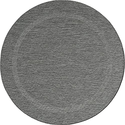 Mia's Teppiche Lara In- and Outdoor Rug, Flat Fabric, 160 cm, round, Anthracite