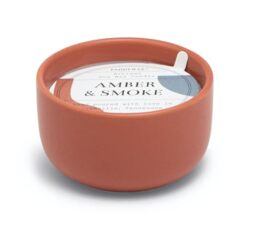 Paddywax Scented Candles Wabi Sabi Collection Fragrant Candle in Reusable Colorful Ceramic Bowl, 99g, Amber & Smoke