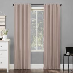 "Sun Zero Cyrus 2-Pack Thermal Insulated Energy Saving 100% Blackout Back Tab/Rod Pocket Curtain Panel Pair, 40"" x 84, Blush Pink"