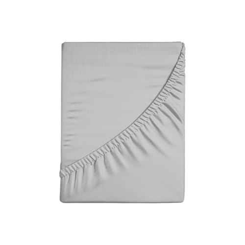 Fitted Sheet in Plain Colour, Double Bed, 180 x 200 + 30 cm, 100% Cotton Percale 200 Thread Count, Corner Height 30 cm, Machine Washable