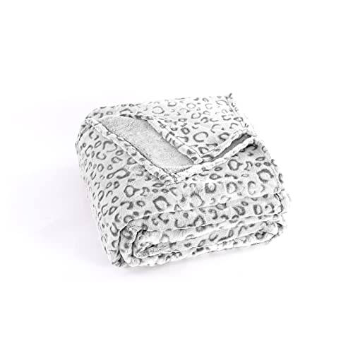 PLEASANT BOULEVARD - Leopard Throw Blanket Fleece, Premium Lightweight Cozy Warm Plush Microfiber Bedspread for Couch Sofa and Bed (Gray, King (108 x 90 inches))