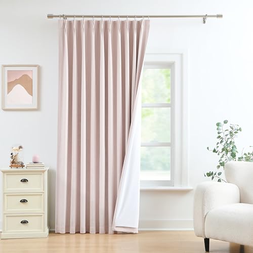 "WEST LAKE Pink Bailey Pinch Pleated Blackout Curtains 84 Inches Long - Modern Textured Drapes with Backtabs Hooks,Thermal Insulated Window Treatment for Bedroom Living Room,60""Wx84""L,1 Panel"