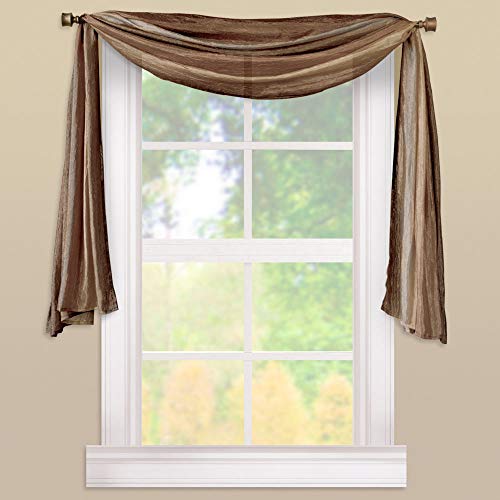 Achim Home Furnishings Curtain Soft Window Scarf, Chocolate, 50x144 EU - Light-Filtering Fabric: Fabric Panels Add Light Control, Decorative Pattern, and Finished Hanging Details.