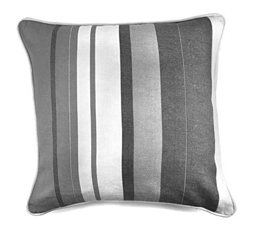 Fusion - Whitworth Stripe - 100% Cotton Filled Cushion - 43x43 cm in Grey