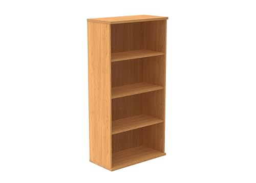 Office Hippo Heavy Duty 4 Tier Bookcase, Book Filing Cabinet, Storage Unit With Adjustable Shelf & Feet, Bookshelf Bookcase Suitable For Home Office & Workplace, Norwegian Beech, 45D x 80W x 160Hcm