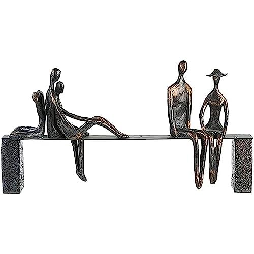 Casablanca Sculpture Poly with Bronze Figures on Bench Height 23 cm