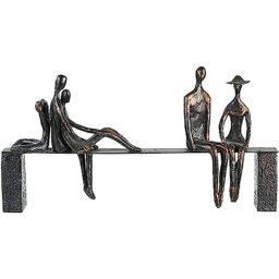 Casablanca Sculpture Poly with Bronze Figures on Bench Height 23 cm