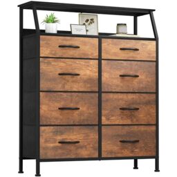 YITAHOME Chest of Drawer Bedroom with 8 Drawers Storage Unit Steel Frame Wood Top Fabric Dresser for Bedroom Living room,Closet,Rotten wood grain