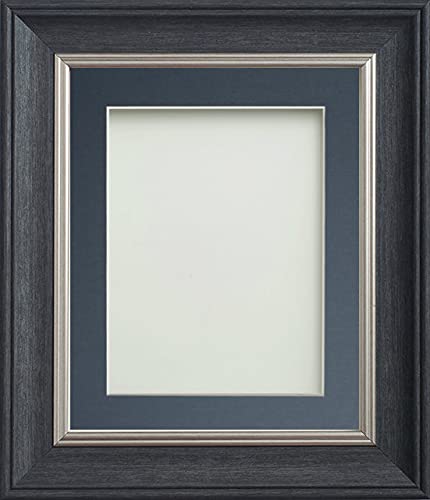 Frame Company Drummond Range Charcoal 16x12 inch Picture Photo Frame with Blue Mount for Image 12x8 inch * Choice of Sizes* Fitted with Real Glass