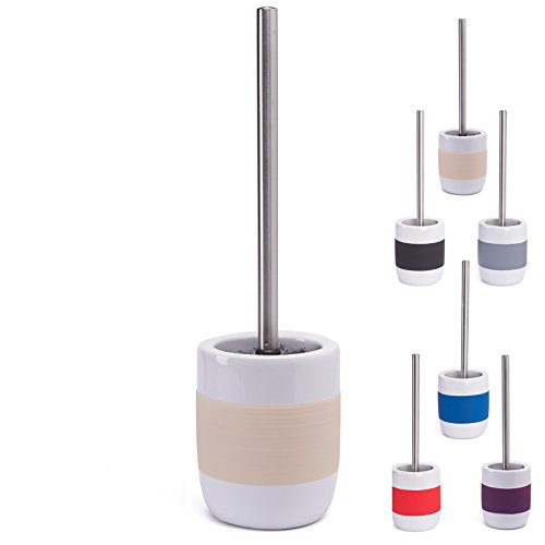"MSV ""Moorea Ceramic Toilet Brush and Holder, White"