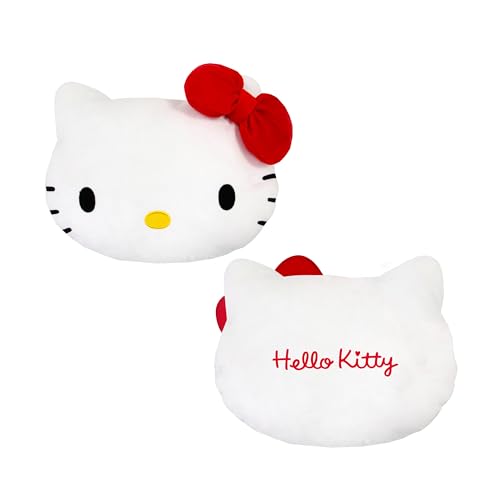 Hello Kitty Officially Licensed Shaped Cushion Pillow - Cat Shaped Pillow - Perfect For Bedroom Or Living Room Décor 35 x 30cm, White