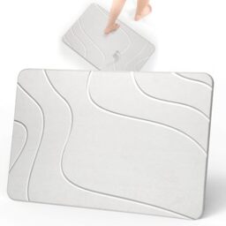 Liyarya Diatomaceous Earth Bath Mat - Stone Shower Mat, Super Absorbent, Quick Drying, Non-Slip (23.6"x15.4", Dark Grey)