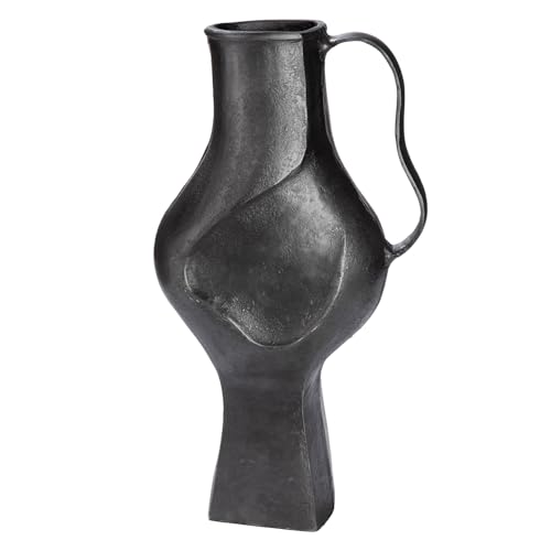 GILDE Antigua Vase Aluminium – Bulbous – Black – Height 43 cm x Width 24 cm – Waterproof Flower Vase