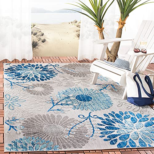 Safavieh Modern Rug for Indoor & Outdoor - Cabana Collection, Short Pile, in Grey and Blue, 160 x 230 cm