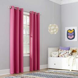 "Sun Zero Kids Bedroom Blackout Grommet Curtain Panel, Polyester, Hot Pink, 40"" W x 95"" L (Pack of 1)"