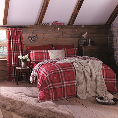 Catherine Lansfield Kelso Bed Sheet Set, Cotton, Red, 280 x 180 x 1 cm