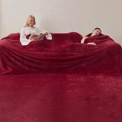 COOVA Oversized King Fleece Blanket 120x120 inches, Soft Cozy Warm Giant Extra Large 10'x10' Blanket for Bed, Sofa, Couch,Travel, Camping, California Huge Flannel Big Throw Blanket, Burgandy Red