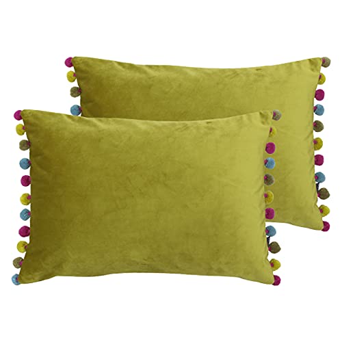 Paoletti Fiesta Feather Filled Cushions (Twin Pack), Polyester, Bamboo/Multi