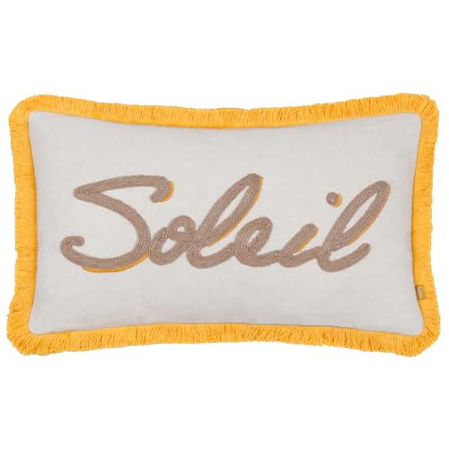 furn. Soleil Embroidered Polyester Filled Cushion - Yellow - 30x50cm