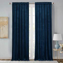StangH Navy Blue Velvet Curtains, 2 Panels, W52 x L102, Blackout Drapes for Bedroom, Living Room, Energy Efficient, Thermal Insulated