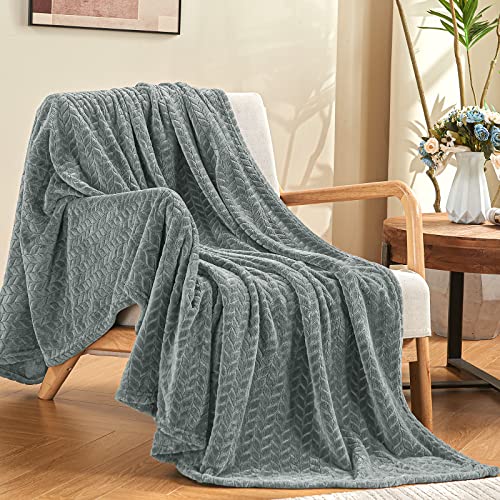 "inhand Fleece Throw Blankets, Super Soft Flannel Cozy Blankets for Adults, Washable Lightweight Fuzzy Blanket for Couch Sofa Bed Office, Throw Size Warm Plush Blankets for All Season (50""??60"", Grey)"