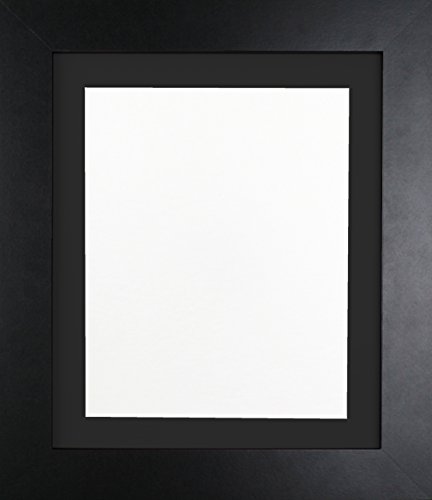 FRAMES BY POST London Picture Photo Frame, Black with Black Mount, 14 x 11 Image Size 12 x 8 Inches