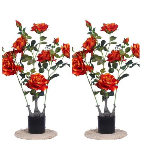 Zstar Artificial Peony Trees, Orange, 70cm