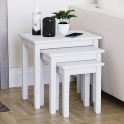 Vida Designs Yorkshire Nest of 3 Tables for Living room, Stacking Side Tables, Sturdy and Easy Assembly (White)