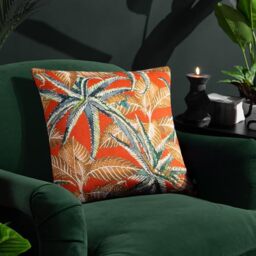 furn. Wylder Tropics Ebons Jahi Feather Filled Cushion - Twin Pack, Tangerine, 43 x 43cm